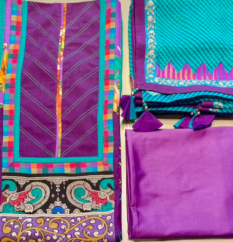 Purple cotton with kalamkari patch