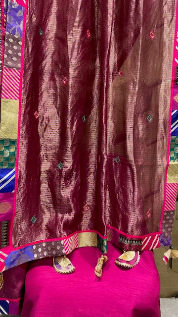 Fine Chanderi outfit with brocade borders
