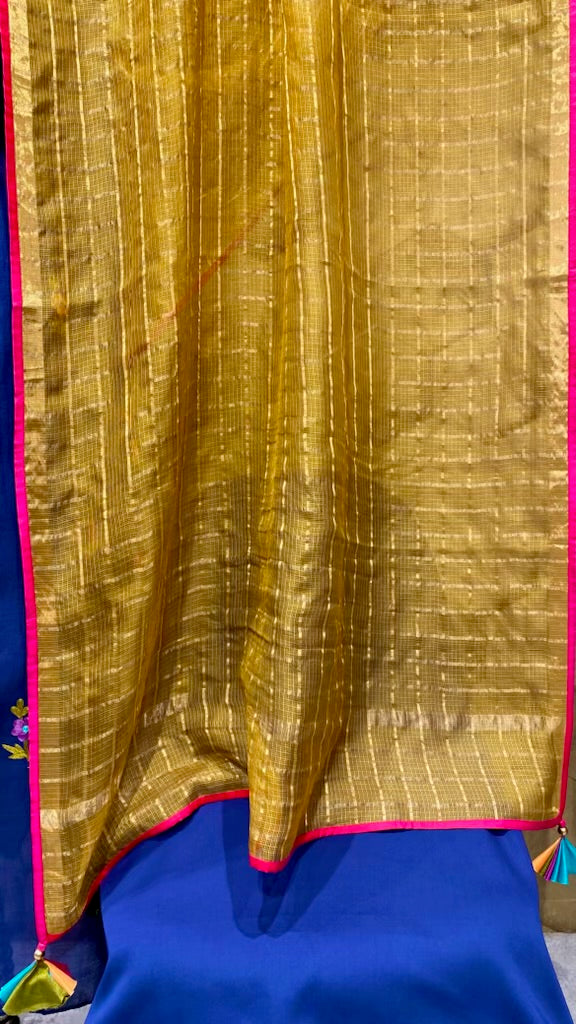 Chanderi with multi coloured resham embroidery