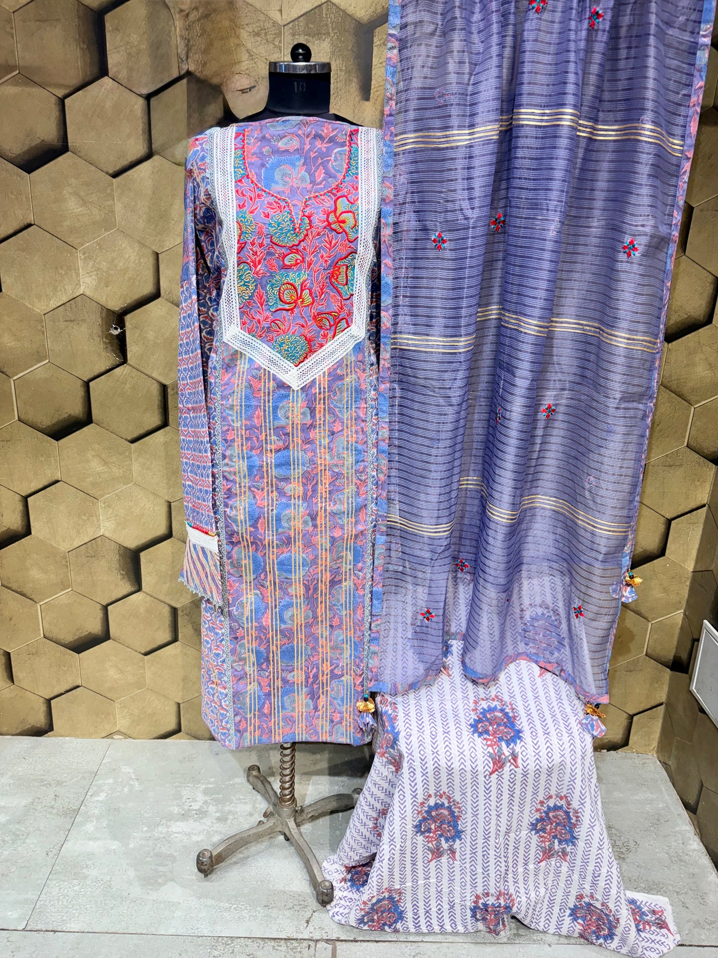 Pure handblock Cotton in shades of Purple