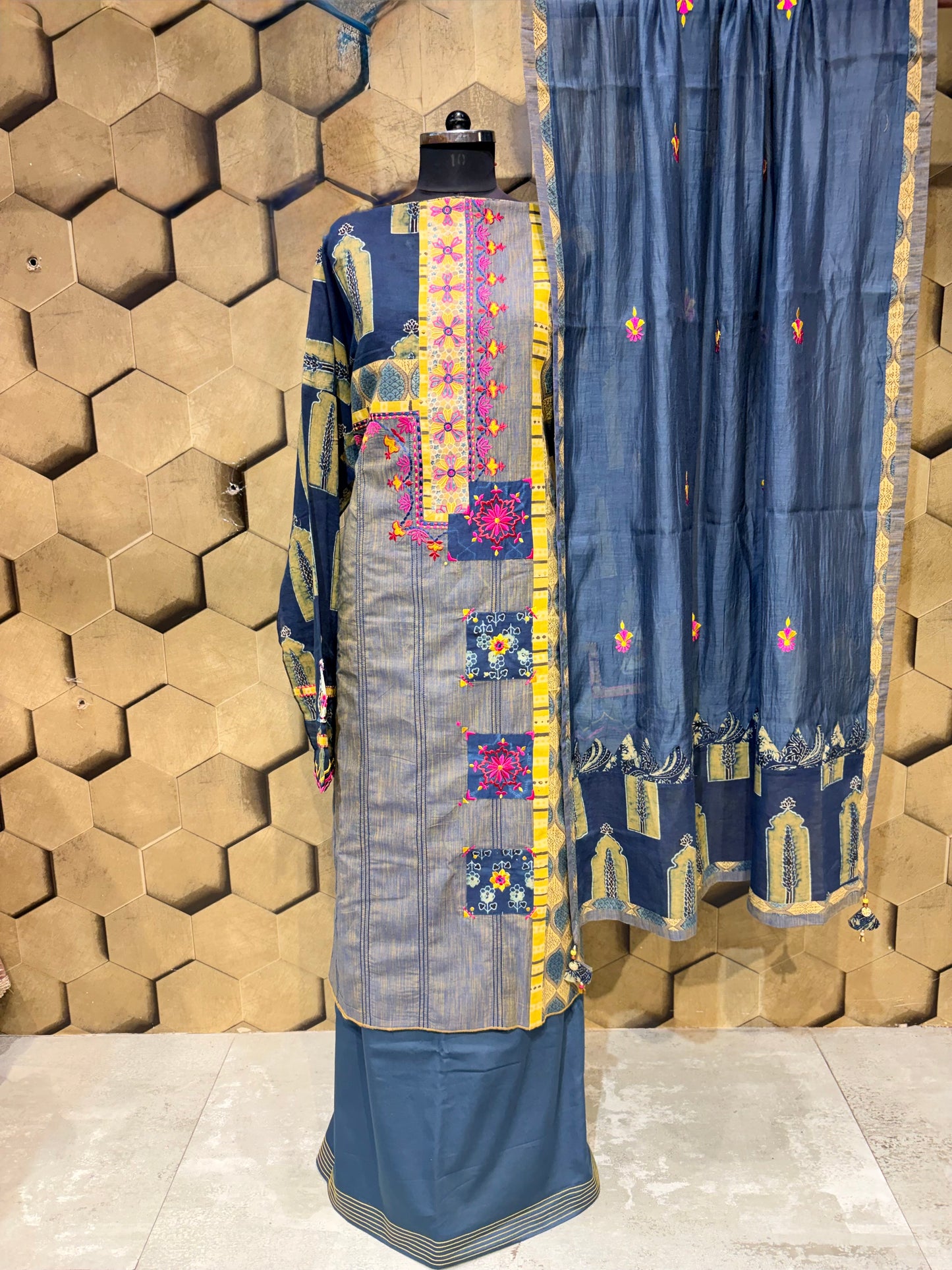 Timeless handcrafted masterpiece in pure hand block Ajrakh cotton