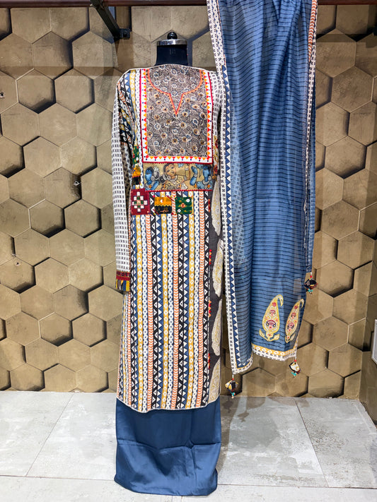 Pure Cotton with Ajrakh & Kalamkari