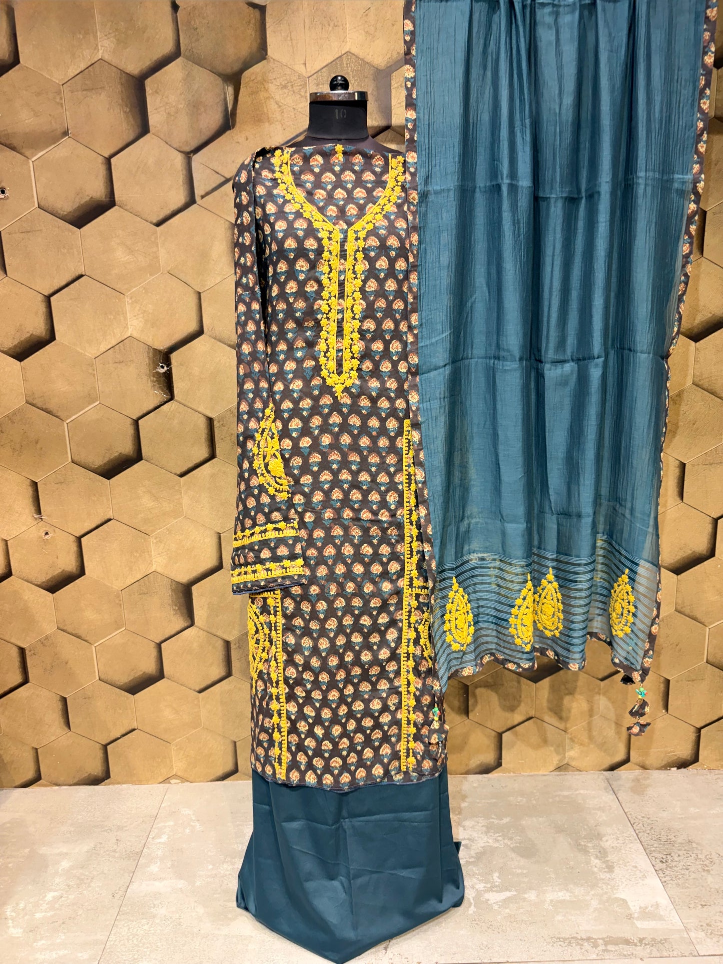 Premium hand block-printed modal suit set