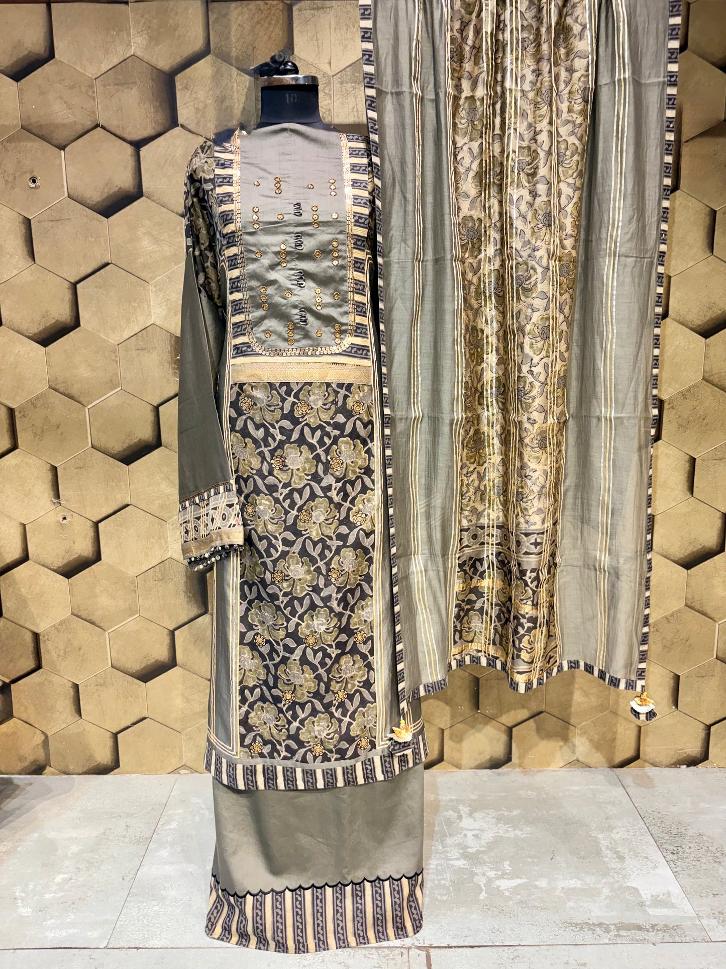 Elegant Ajrak & Gota Chanderi Elegance