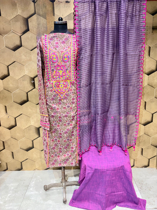 Pure Mangalgiri Cotton Handcrafted Suit Set