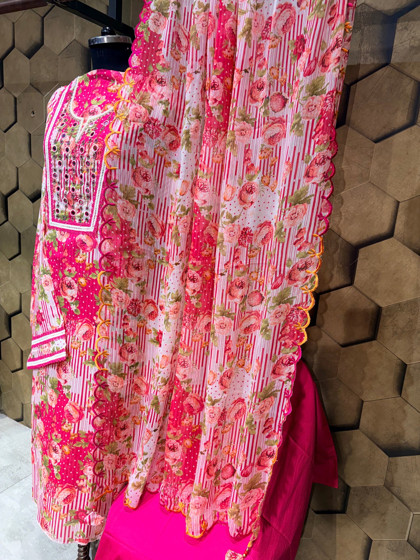 Pure Cotton suit with Chiffon Dupatta