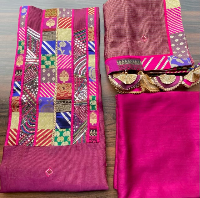 Fine Chanderi outfit with brocade borders