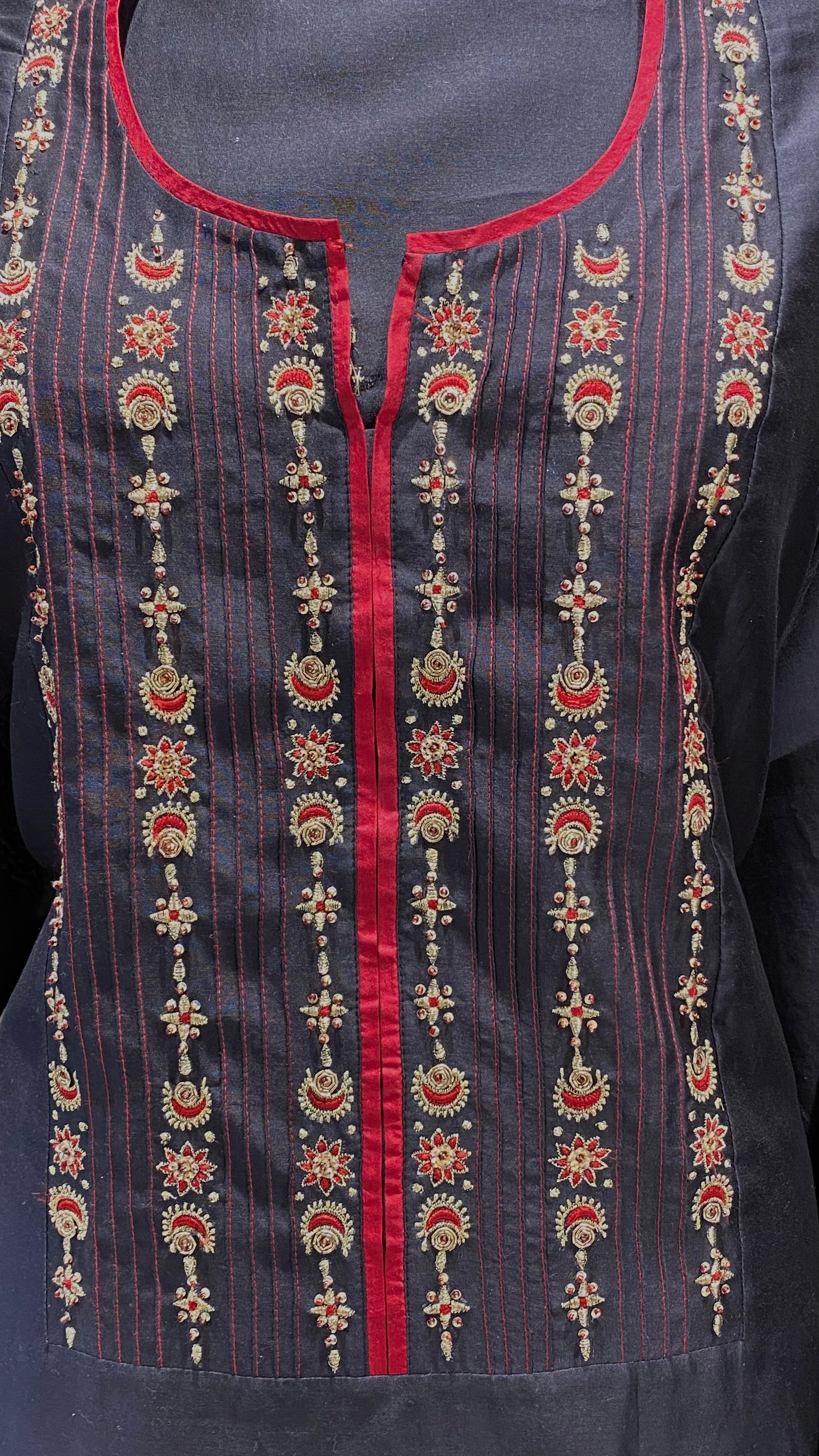 Black chanderi outfit with organza dupatta