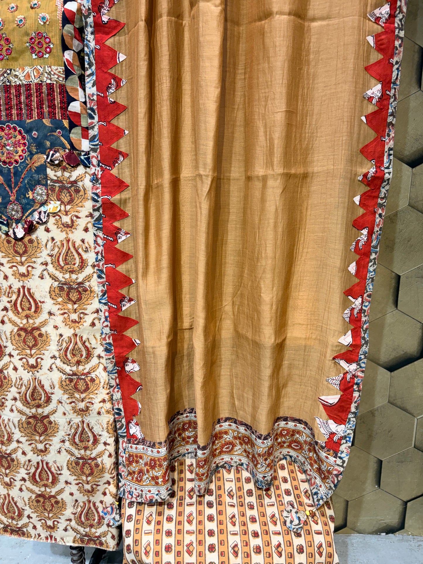 Beautiful Pure cotton handblock combination of mustard and maroon