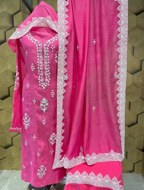 Pink mul Chanderi