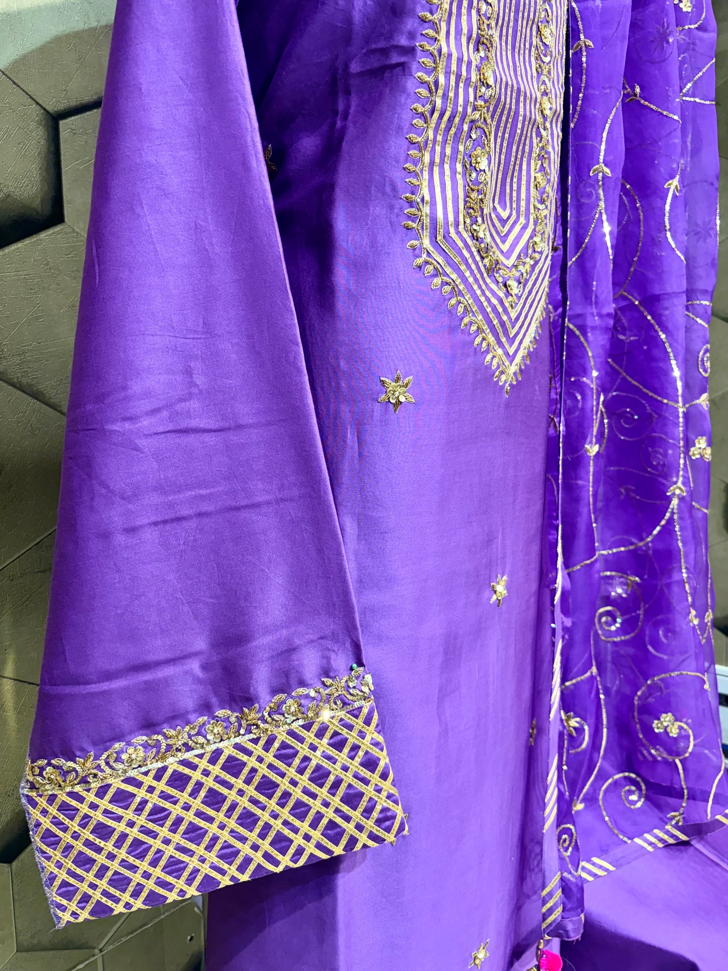 Purple Royale — Festive Elegance in Pure Chanderi with hand work embroidery
