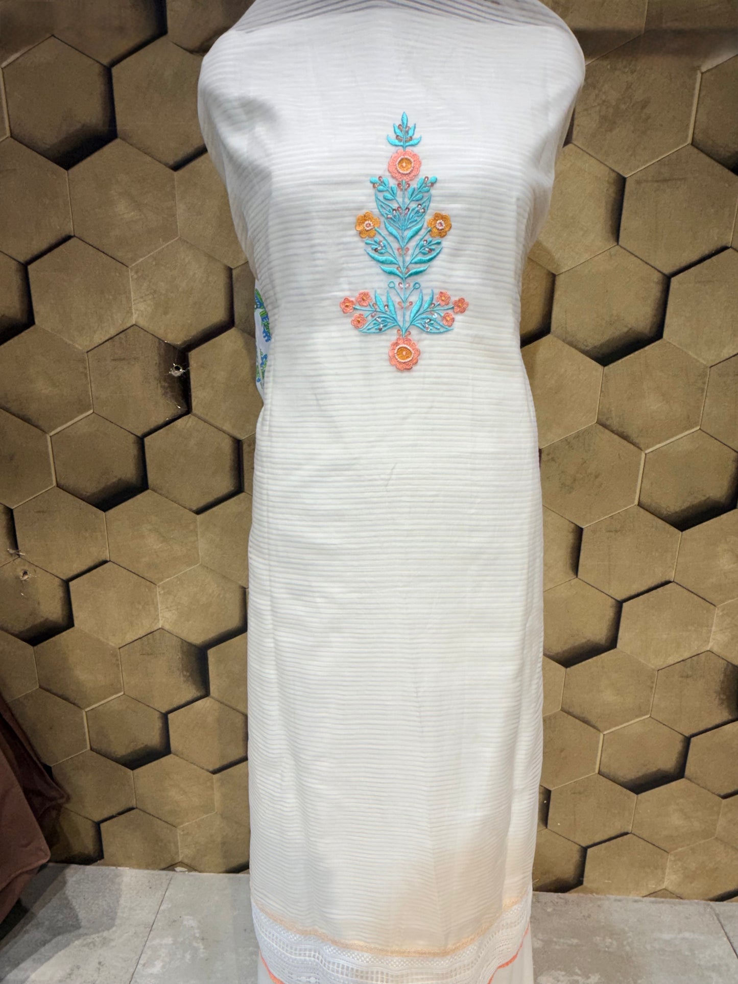 Elegant Mul Chanderi in a timeless off-white shade