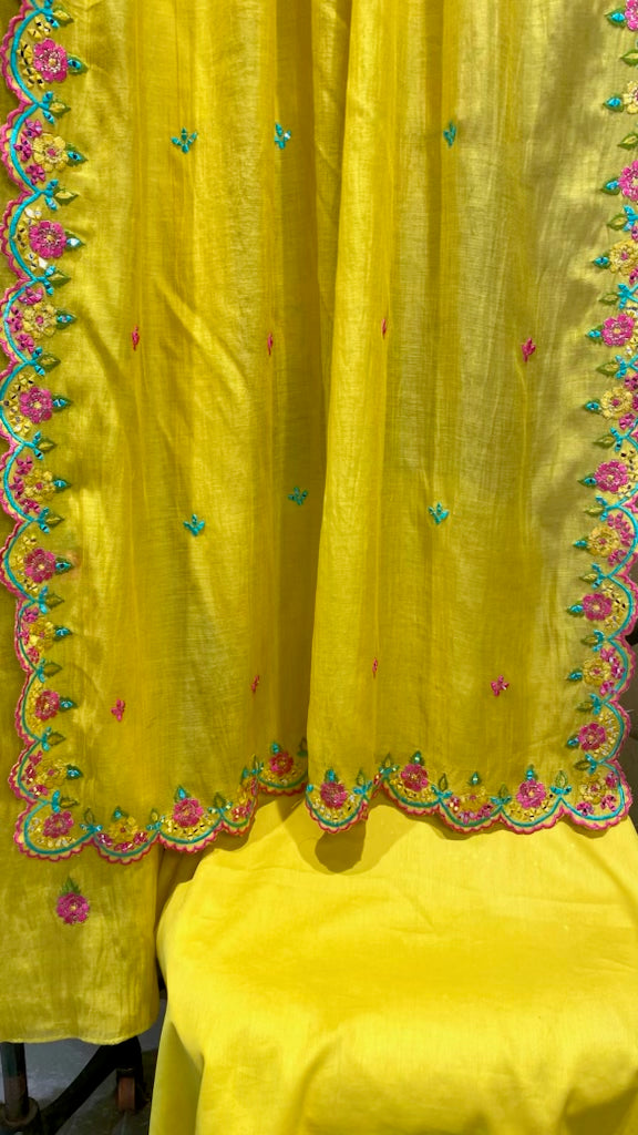 Mul Chanderi with resham embroidery