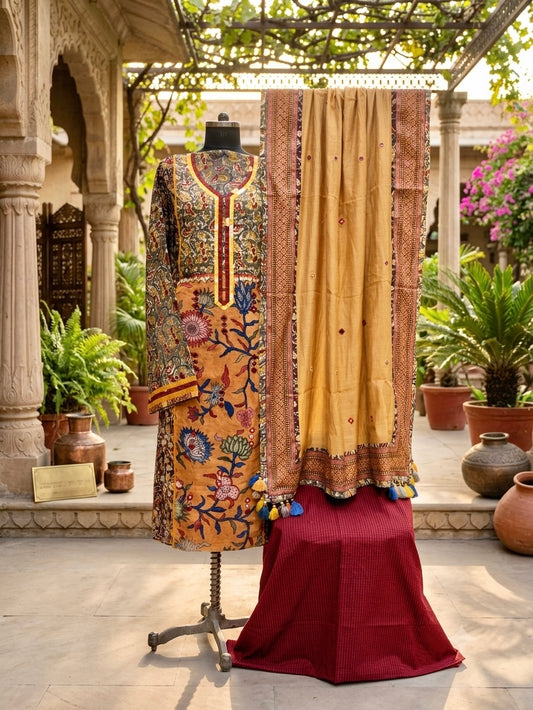 Premium Pure cotton with authentic Kalamkari block print