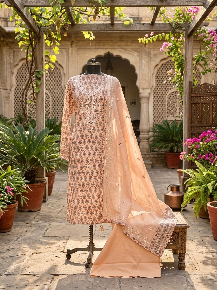 Beautifully handcrafted Pure Cotton suit set