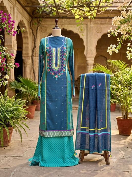 Pure Cotton Elegance in Shades of Blue & Teal