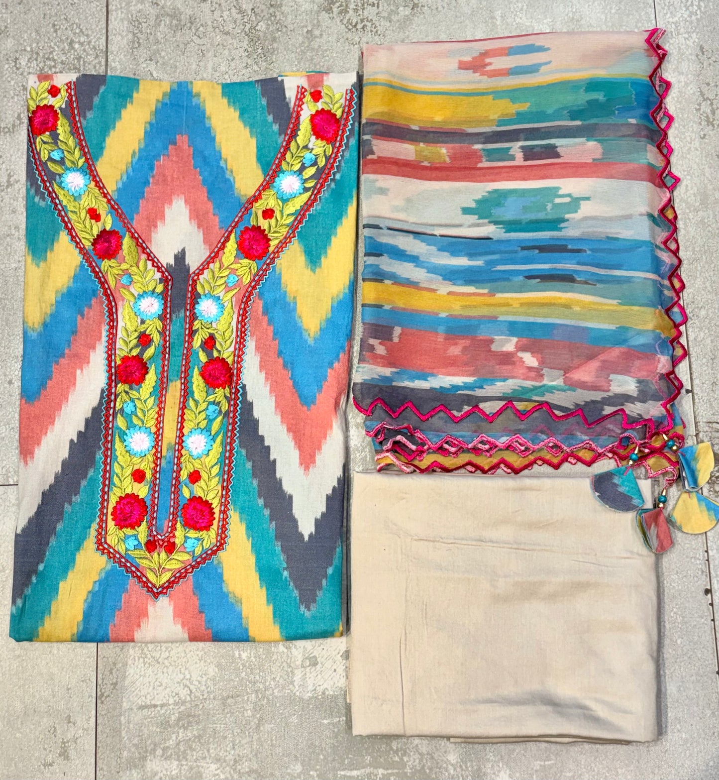 Pure Cotton Ikkat Print Ensemble