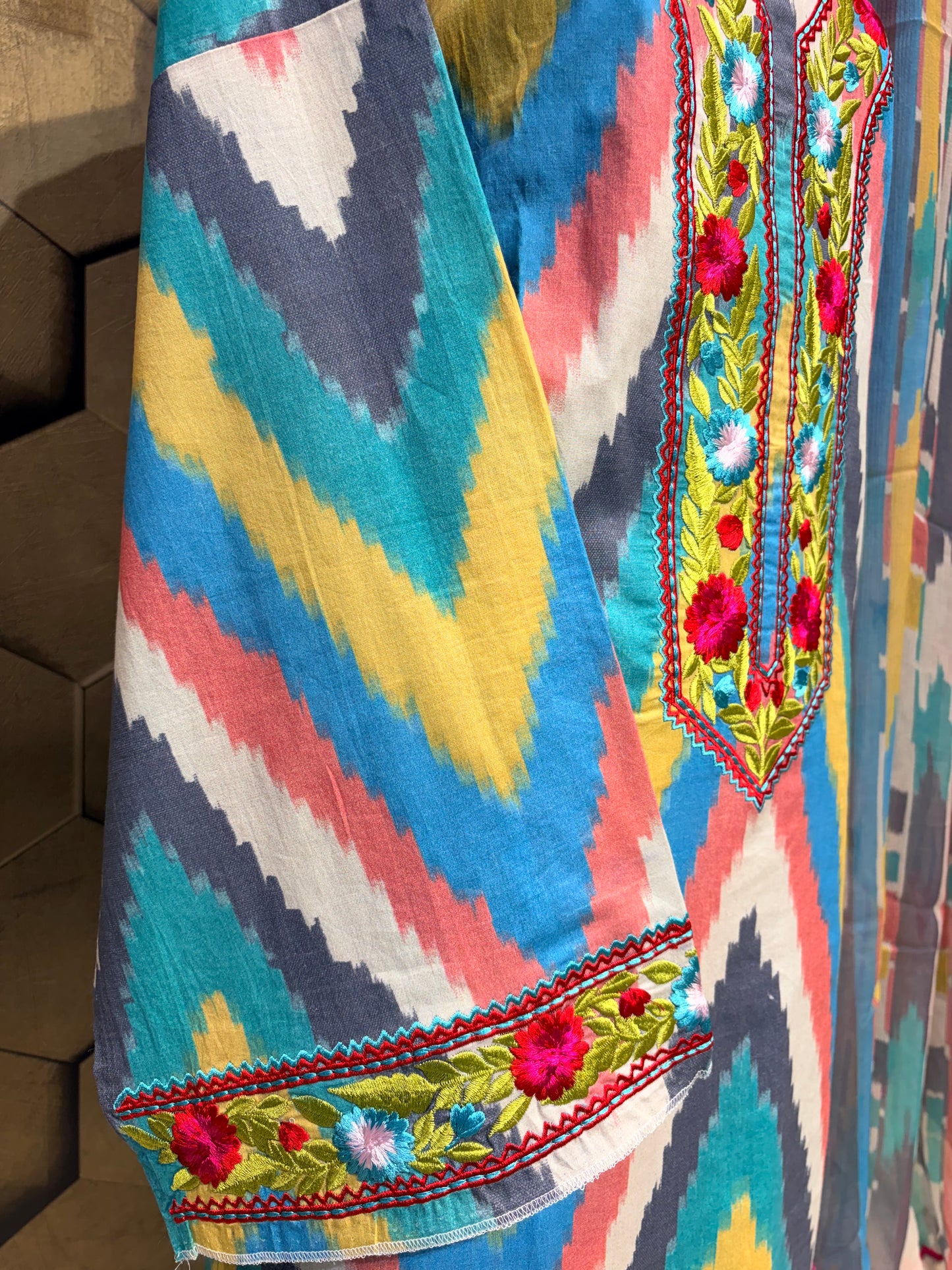 Pure Cotton Ikkat Print Ensemble