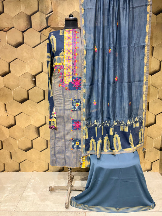 Timeless handcrafted masterpiece in pure hand block Ajrakh cotton