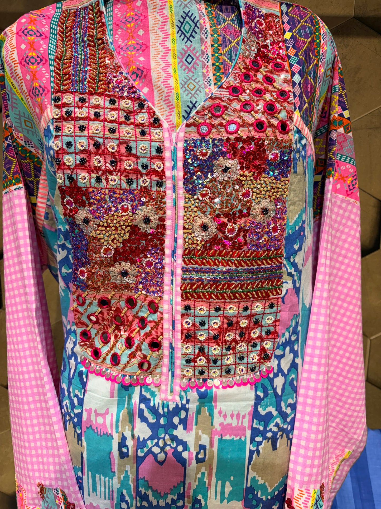 Elegant Coord set in Printed Ikkat Cotton