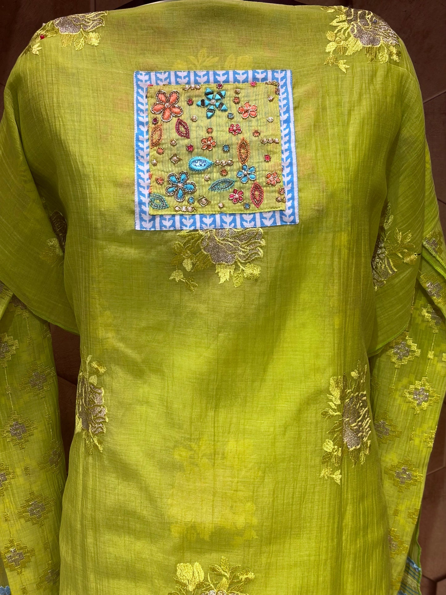 Vibrant Striped Mal Chanderi outfit