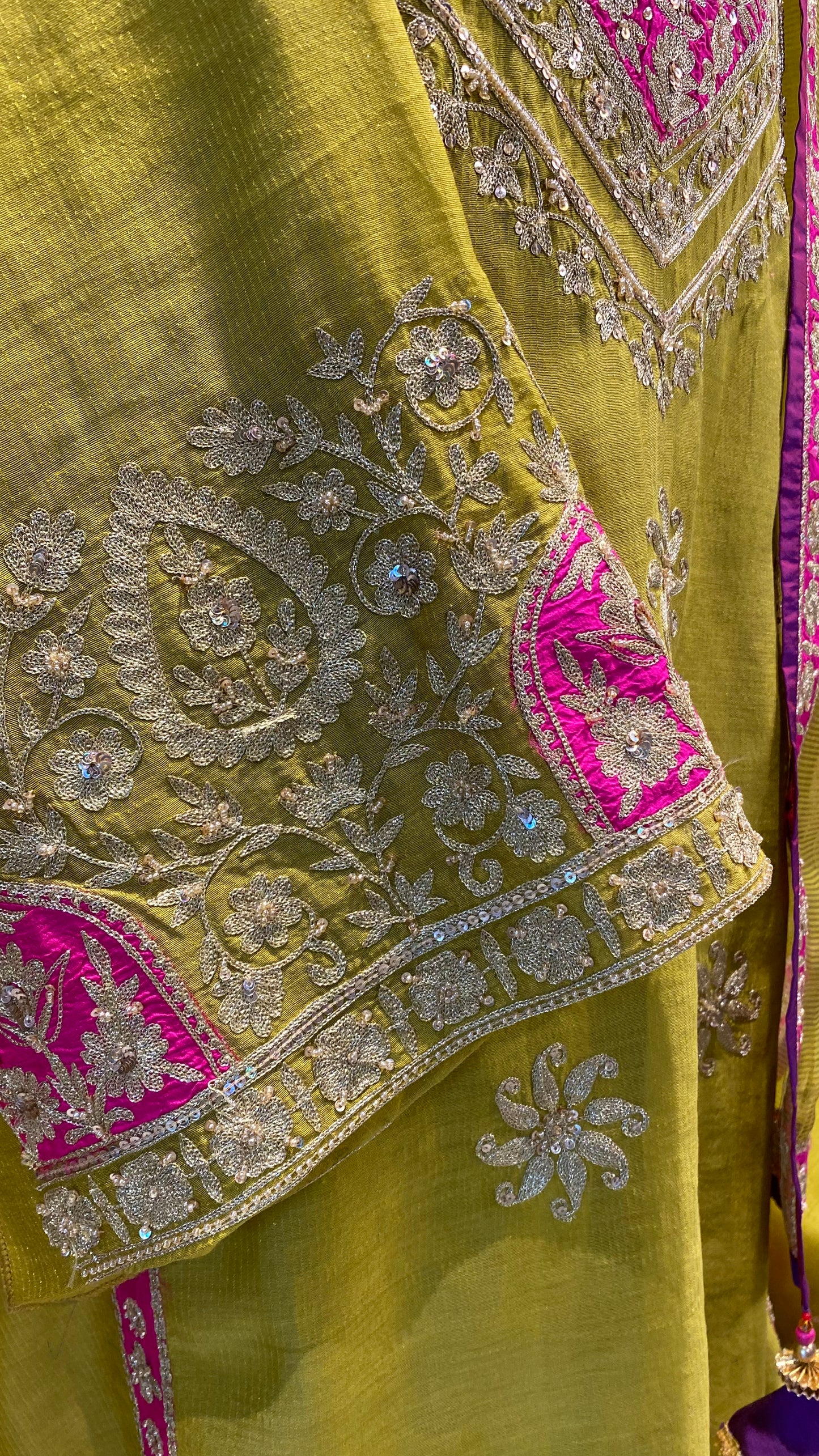 Chanderi shirt with zari embroidery