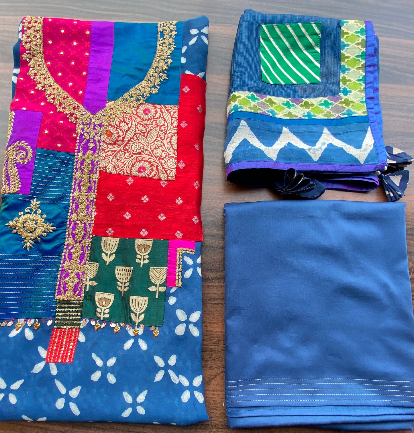 Assam silk indigo outfit