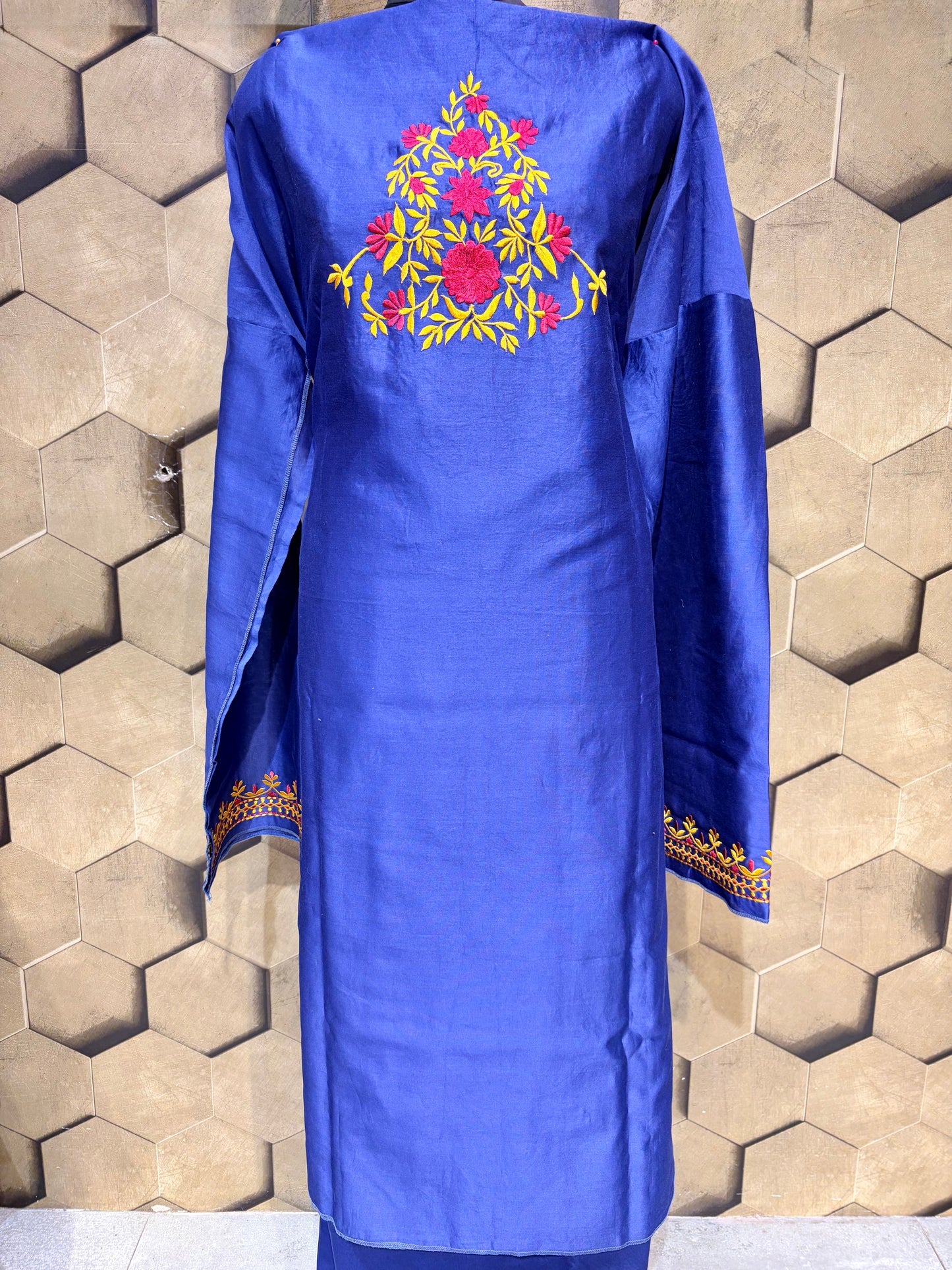 A beautifully handcrafted Silk Chanderi suit set