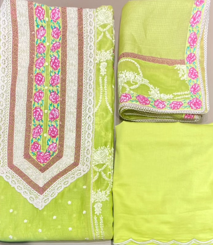 Mul Chanderi embroidered outfit