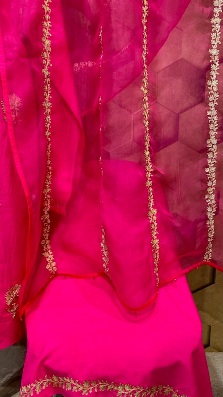 Pure silk with organza dupatta