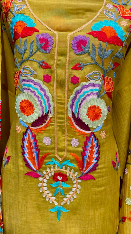 Chanderi shirt with Resham embroidery