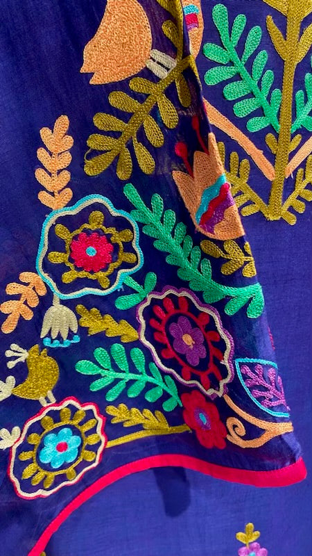 Chanderi with multi coloured resham embroidery