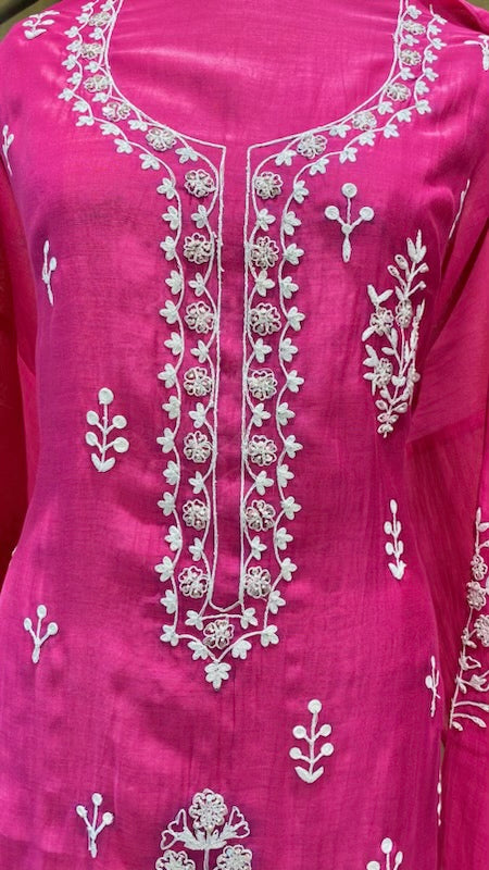 Pink mul Chanderi