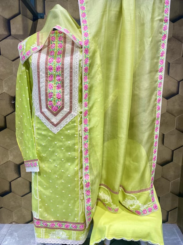 Mul Chanderi embroidered outfit