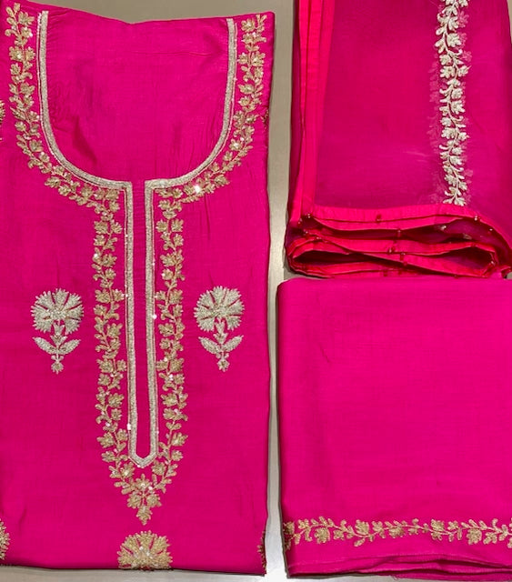 Pure silk with organza dupatta