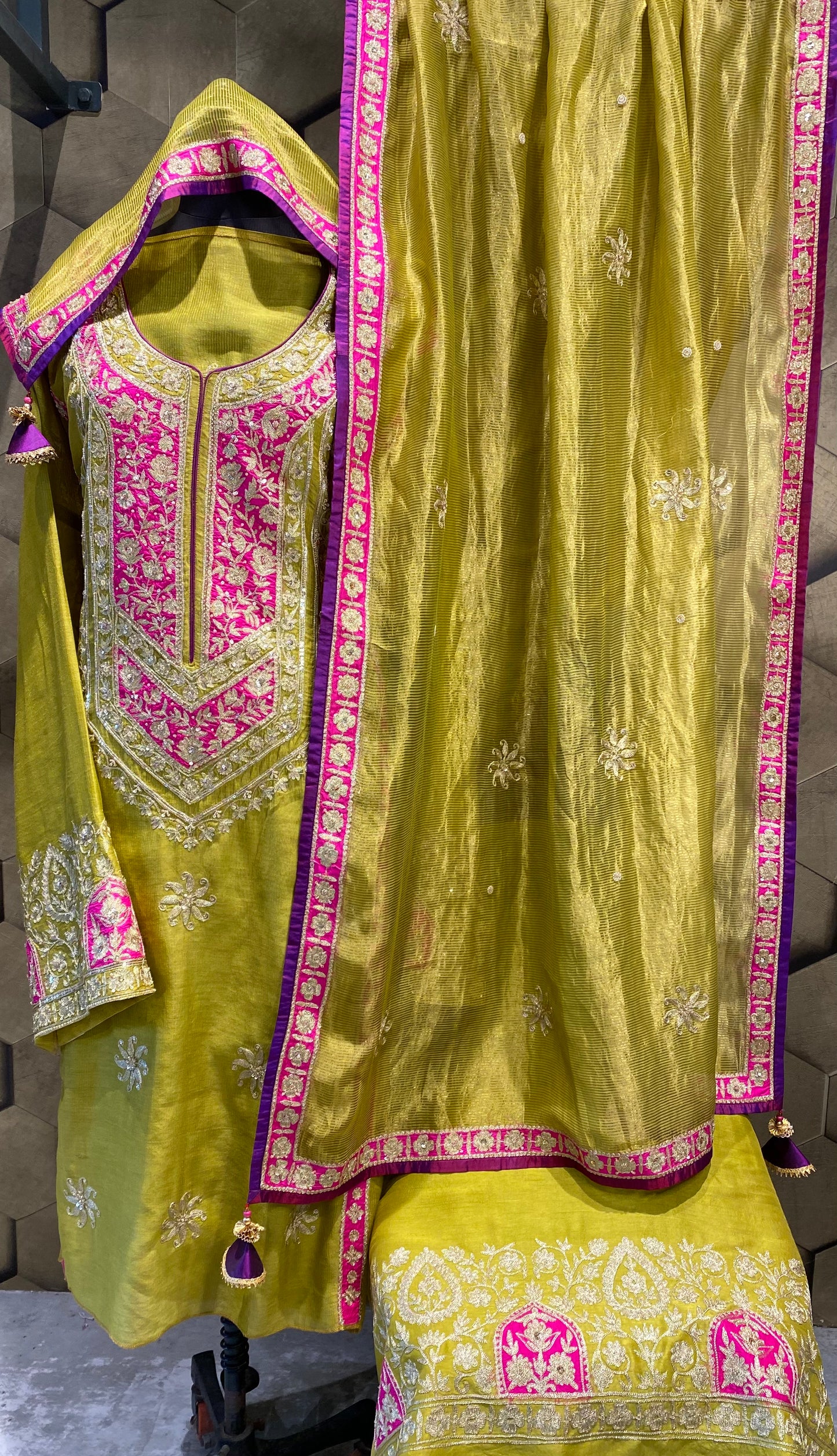 Chanderi shirt with zari embroidery