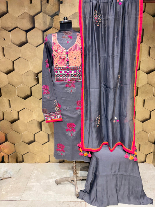 Premium Pure cotton with vibrant resham embroidery