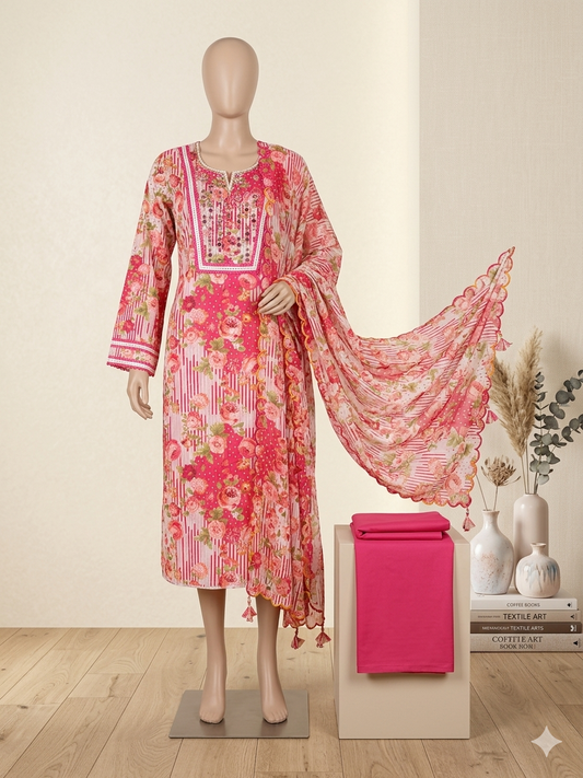 Pure Cotton suit with Chiffon Dupatta