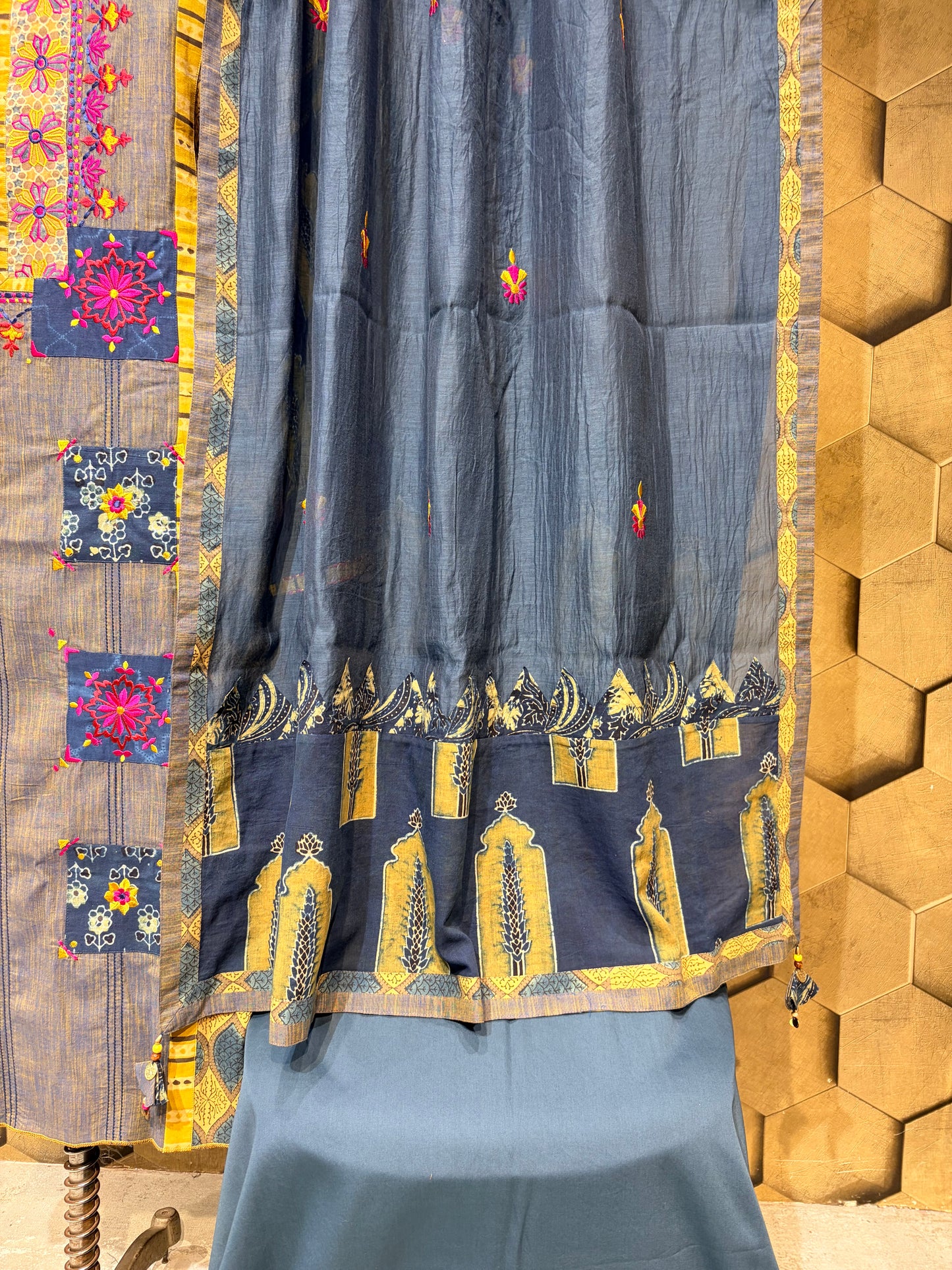 Timeless handcrafted masterpiece in pure hand block Ajrakh cotton