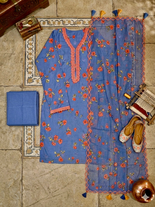 Pure Cotton outfit with Chiffon Dupatta