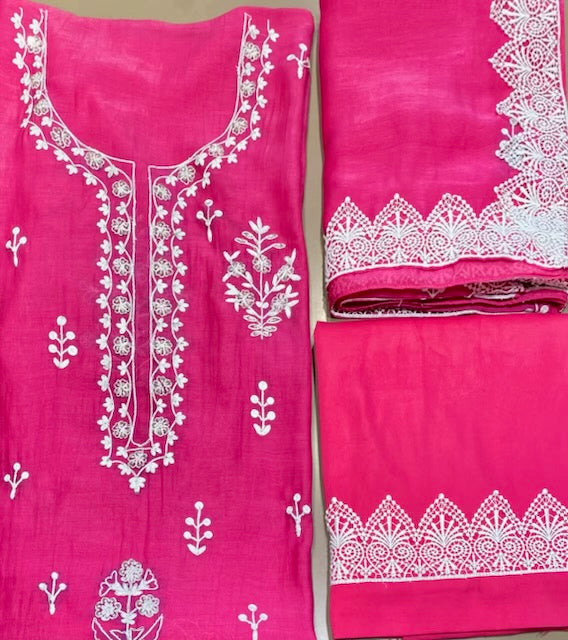 Pink mul Chanderi