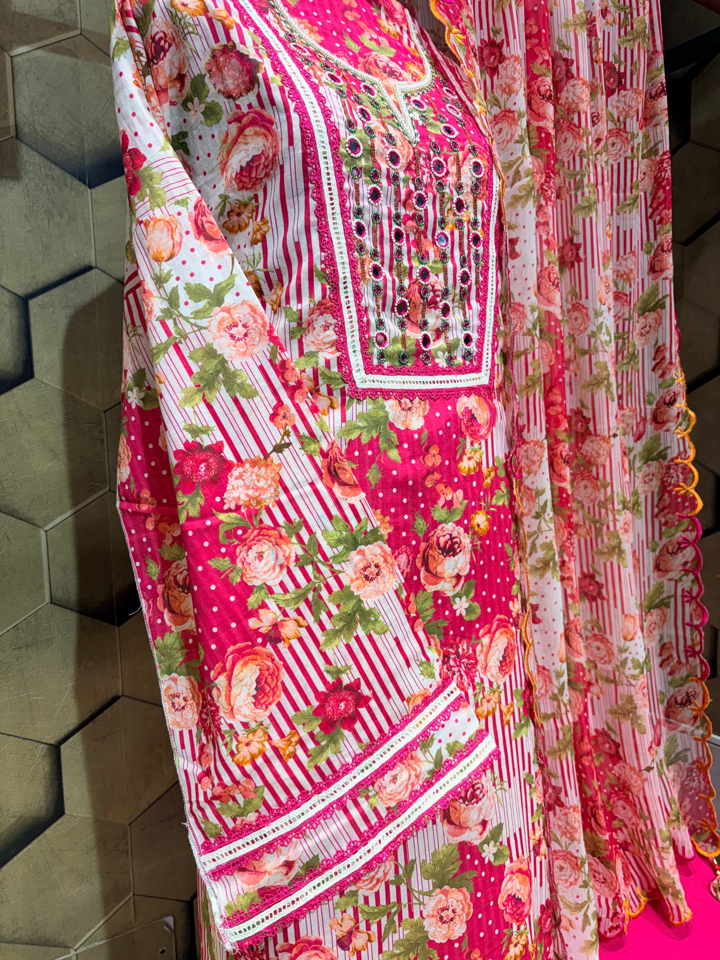 Pure Cotton suit with Chiffon Dupatta