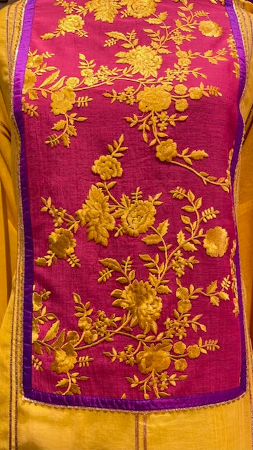 Elegant mul Chanderi with contrast dupatta