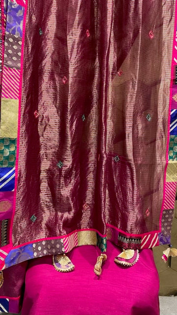 Fine Chanderi outfit with brocade borders