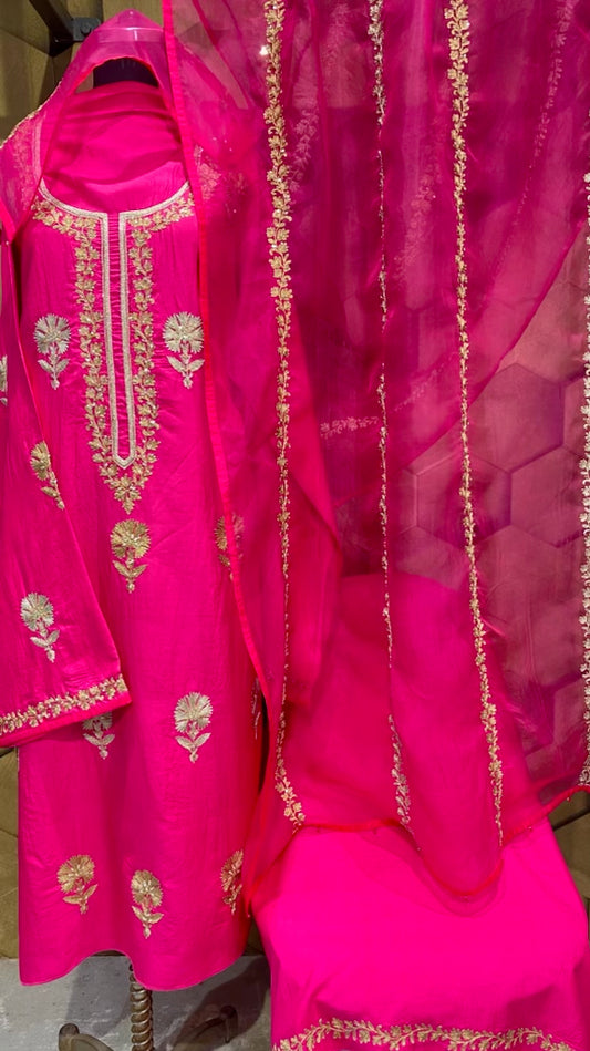 Pure silk with organza dupatta