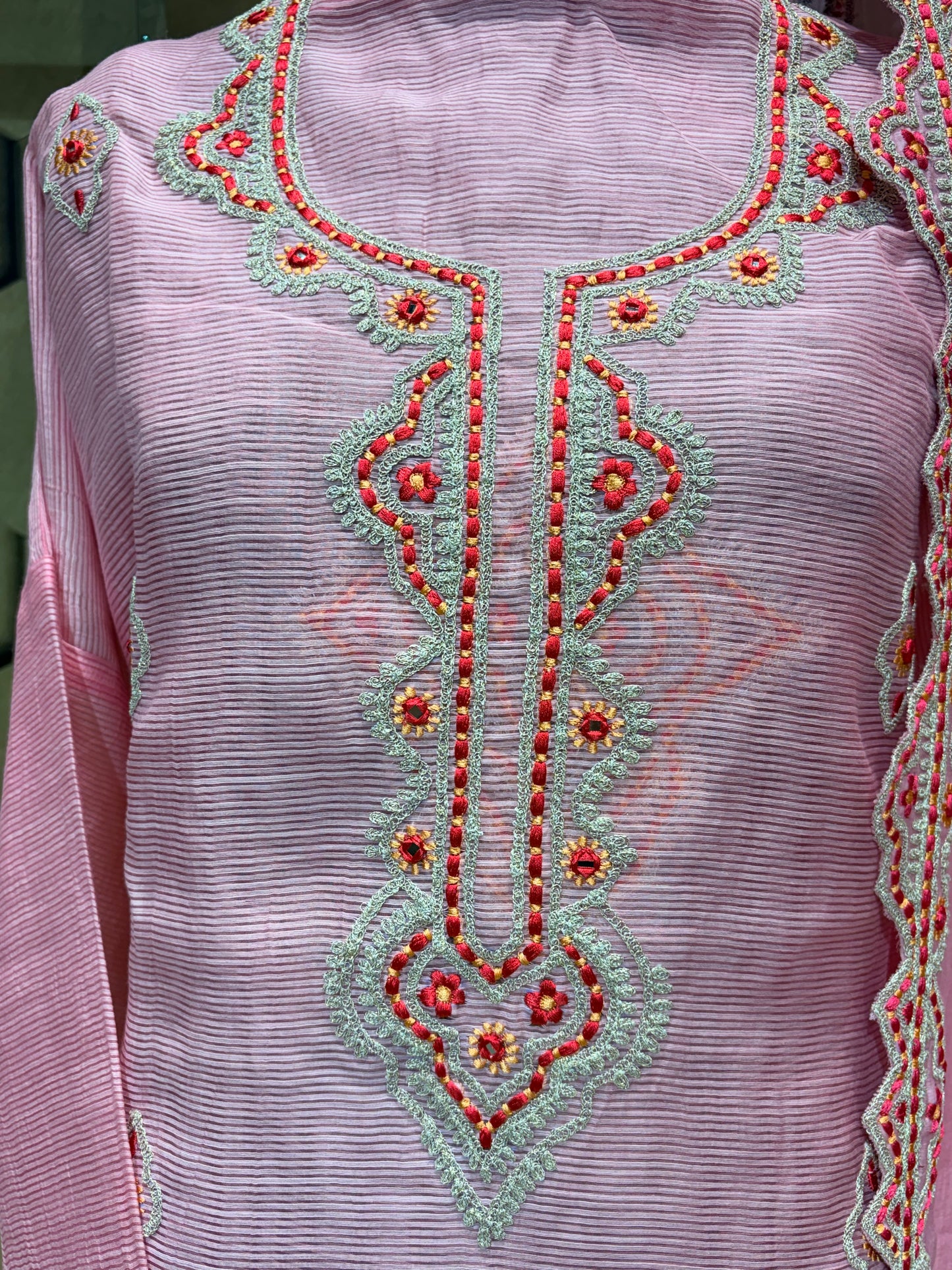 Beautiful Pink Soft Chanderi outfit