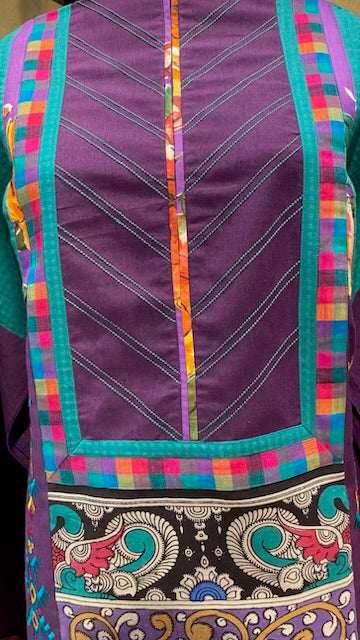 Purple cotton with kalamkari patch