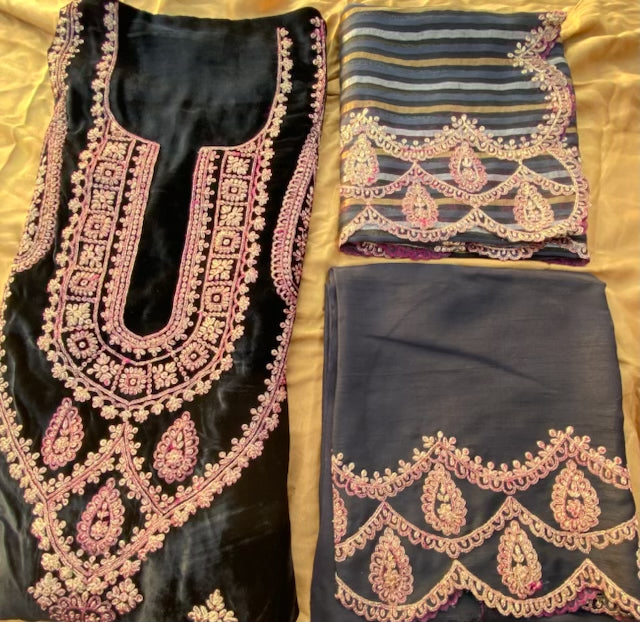 Silk Velvet with zari embroidery