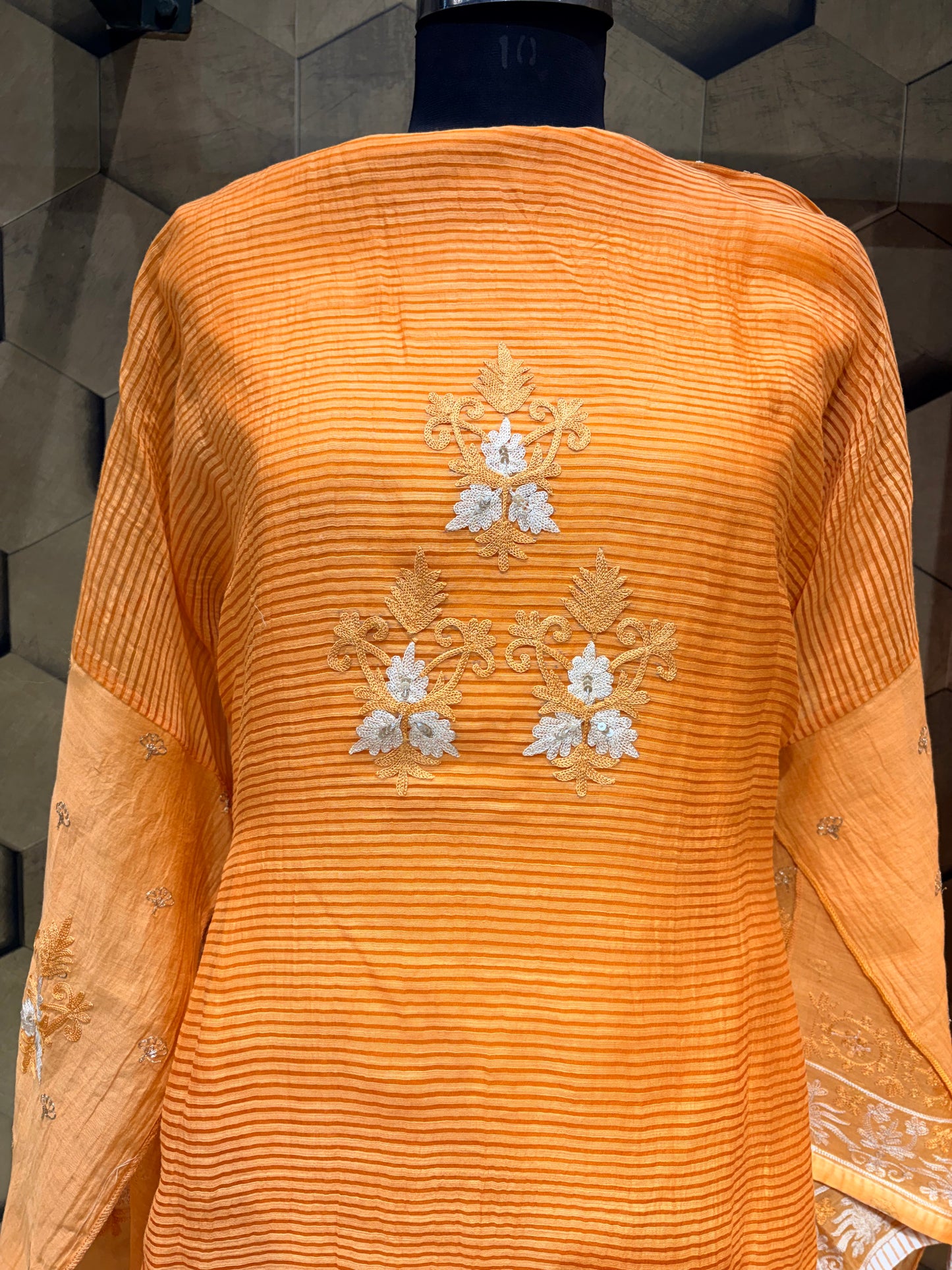 Elegant Mul Chanderi outfit with Thread embroidery
