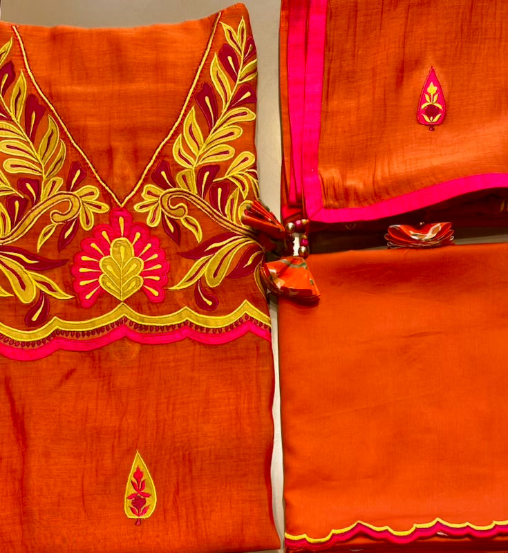 Mul Chanderi patch work outfit